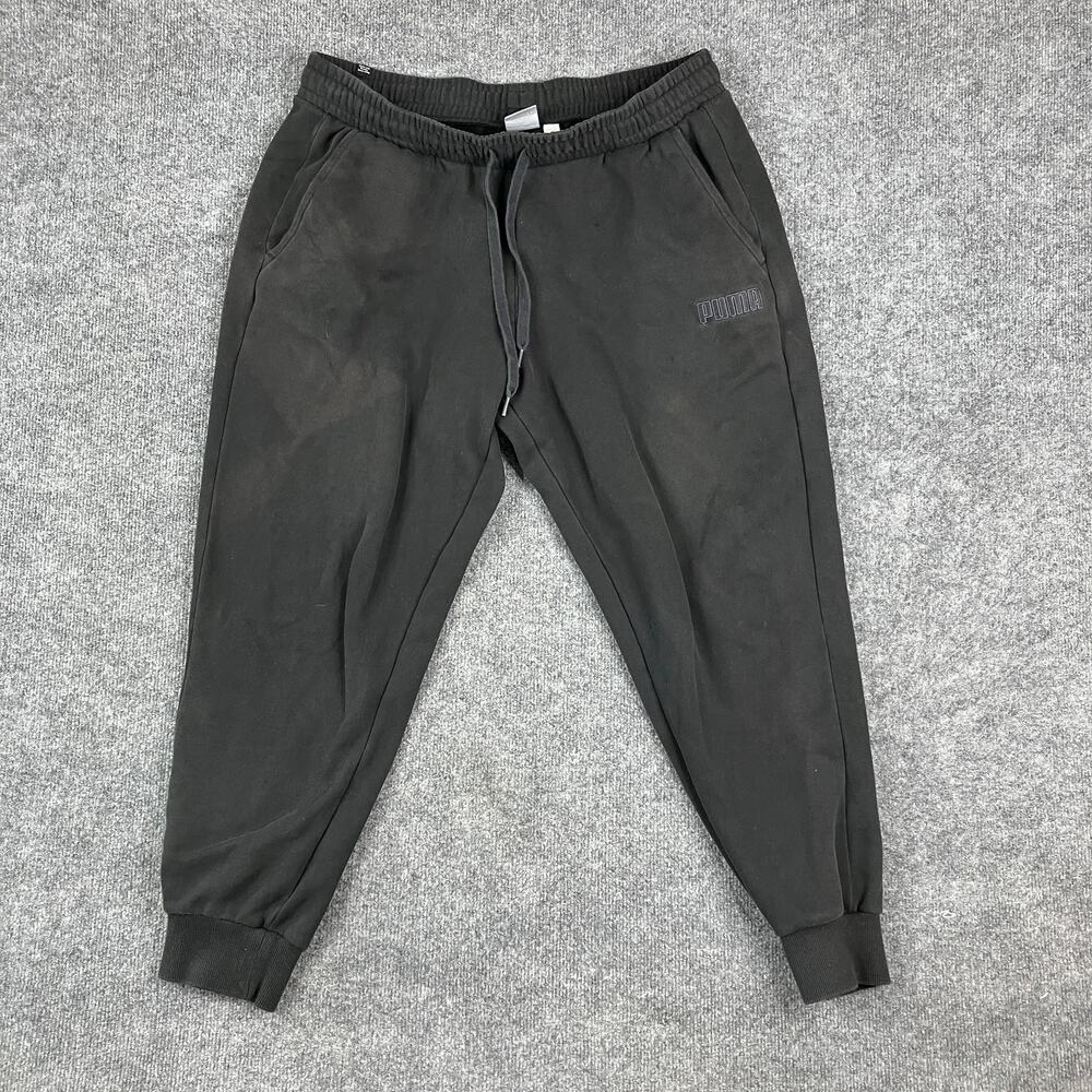 Puma Sweatpants Mens XL Black Jogger Fit Fleece Drawstring Logo Athletic Fit